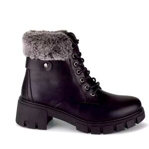 Wanted Quicksand Lace Up Faux Fur Women’s Size 8.5 Lug Sole Combat Black Boots